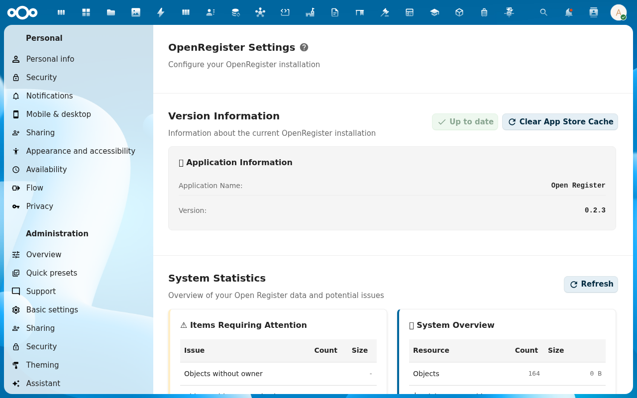 Search backend section with re-index in progress